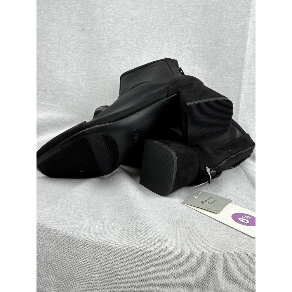 A New Day Celeana Black Mesh Ankle Boots Block Heel Pointed Toe Womens 6.5 NEW - Picture 6 of 6